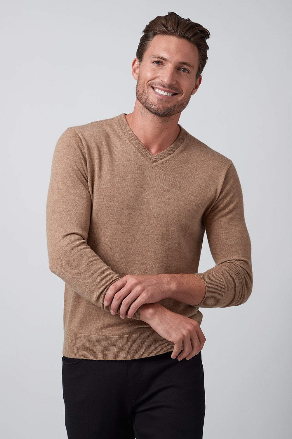 Raffi Camel Merino V Neck Sweater Bettina s of Los Gatos