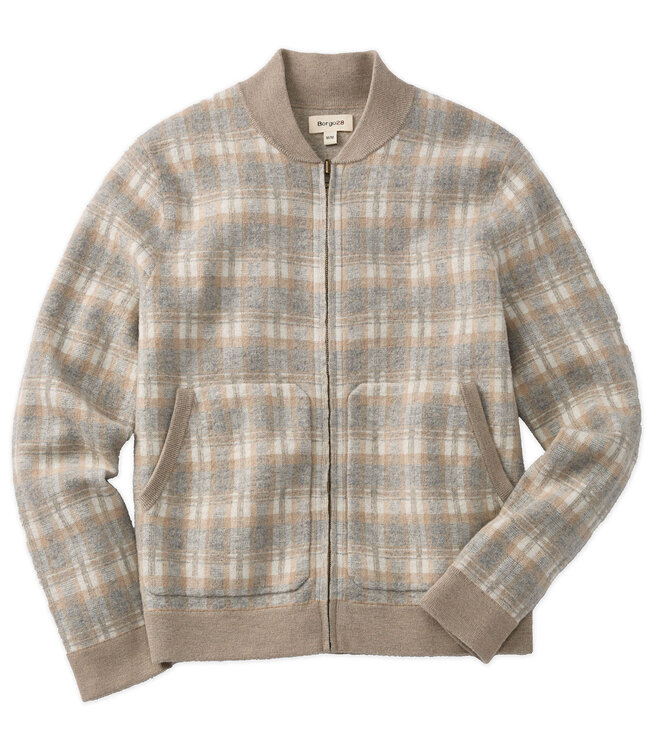 Ballin Boiled Wool Plaid Bomber Jacket
