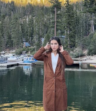 uhuru Cognac Long 100% Suede Leather Coat