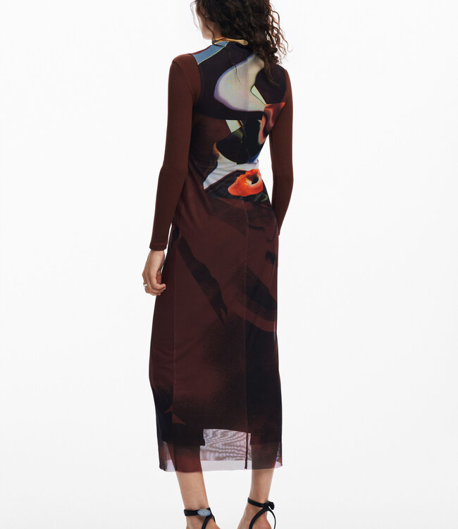 Desigual Midi dress with long sleeves and Arty print