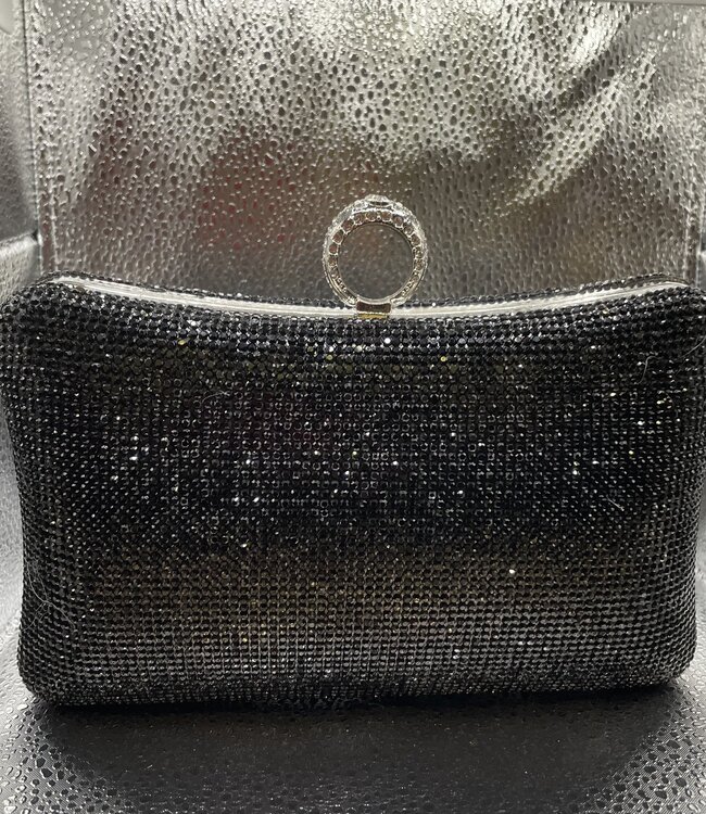 Bijoux Bijoux Black Crystal Ring Closure Bag