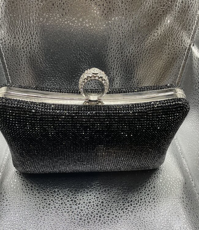 Bijoux Bijoux Black Crystal Ring Closure Bag
