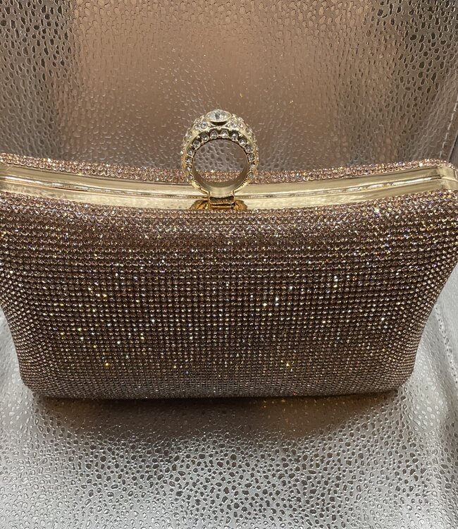 Rose Crystal Ring Closure Bag