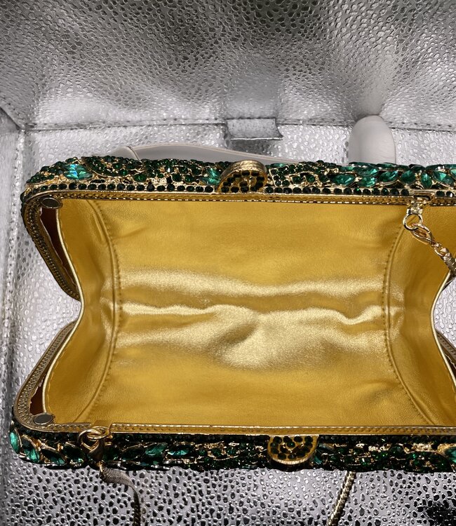 Bijoux Bijoux Green Gold Crystal Evening Bag