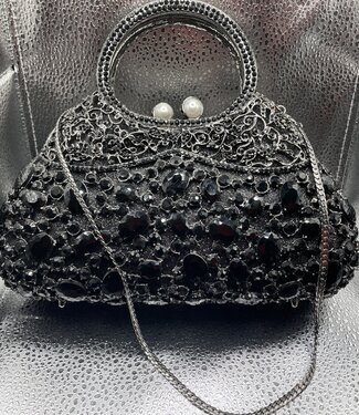 Bijoux Bijoux Black Crystal Evening Bag w/Handle
