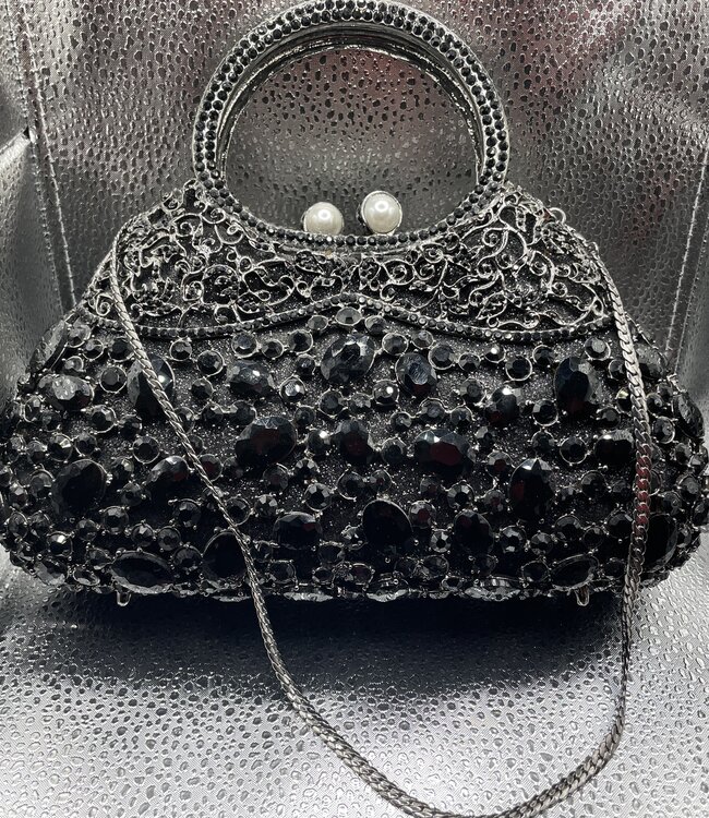 Bijoux Bijoux Black Crystal Evening Bag w/Handle