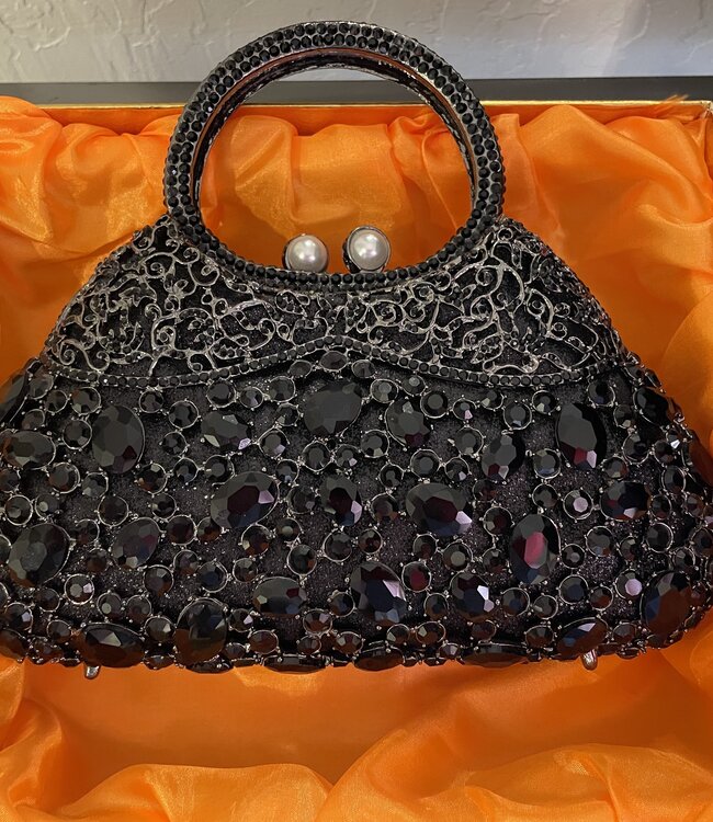 Bijoux Bijoux Black Crystal Evening Bag w/Handle