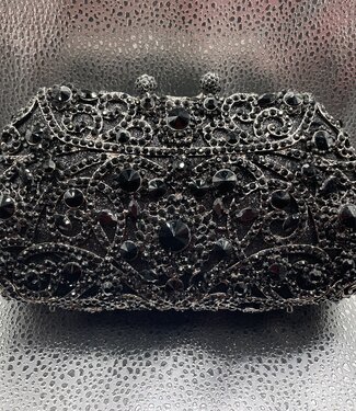 Bijoux Bijoux Black Crystal Snap Closure Evening Bag