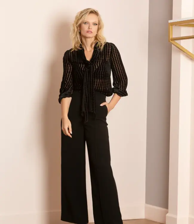 Jessie Liu Rosalie Velvet Burn-Out Silk Blouse