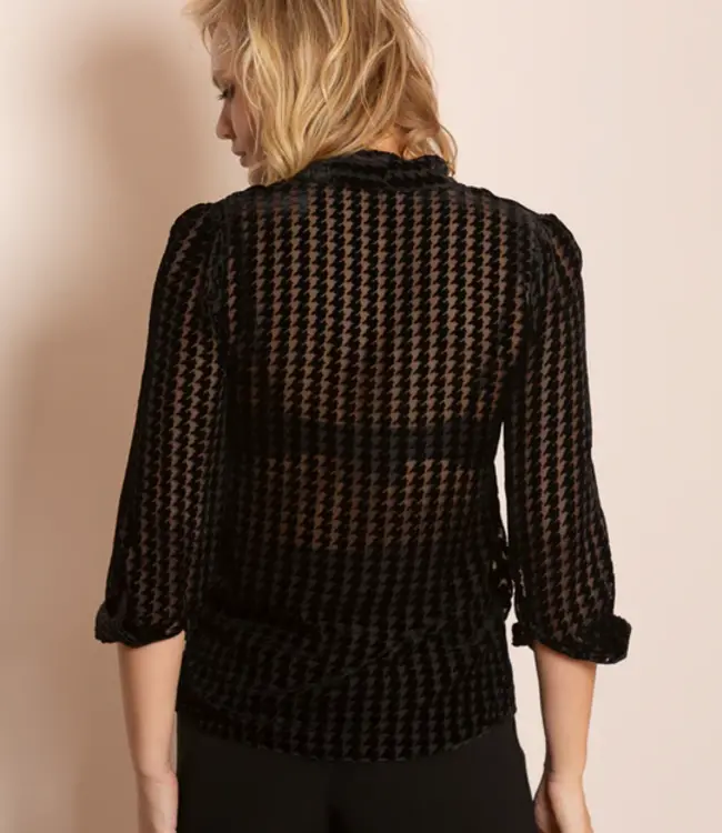 Jessie Liu Rosalie Velvet Burn-Out Silk Blouse