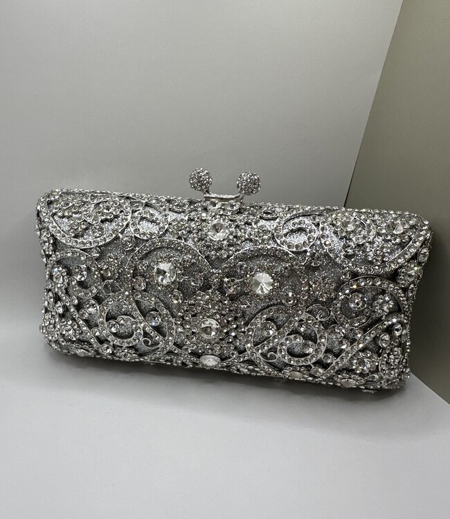 Bijoux Bijoux Silver Crystal Evening Bag