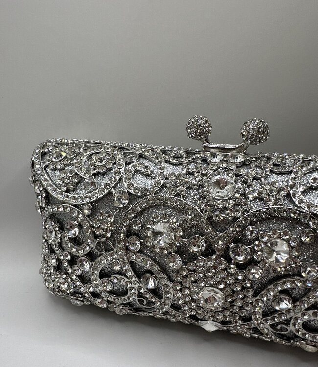 Bijoux Bijoux Silver Crystal Evening Bag