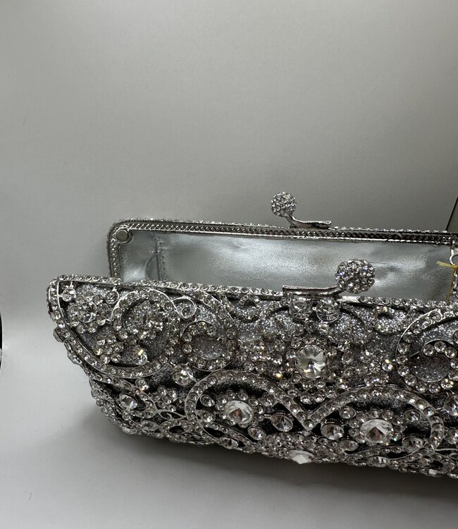 Bijoux Bijoux Silver Crystal Evening Bag