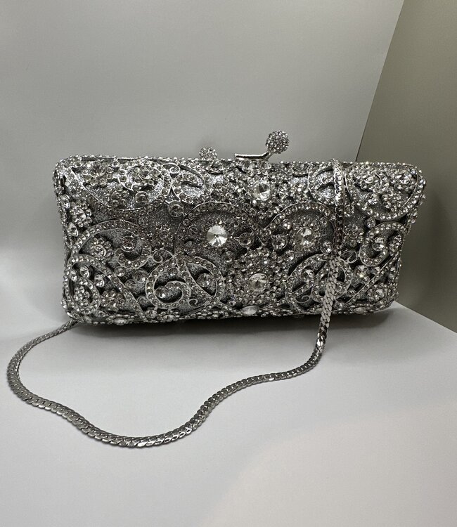Bijoux Bijoux Silver Crystal Evening Bag
