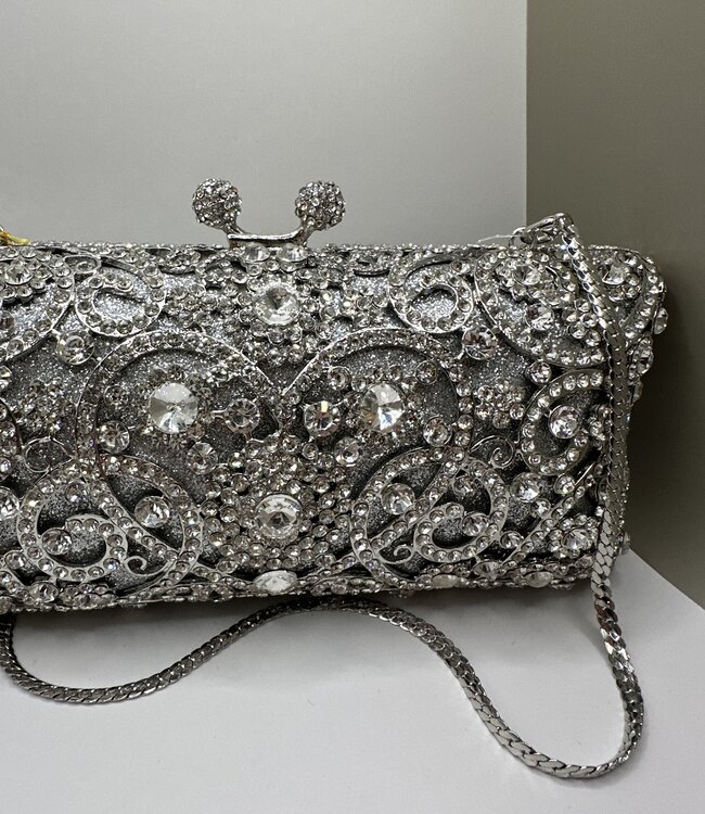 Bijoux Bijoux Silver Crystal Evening Bag