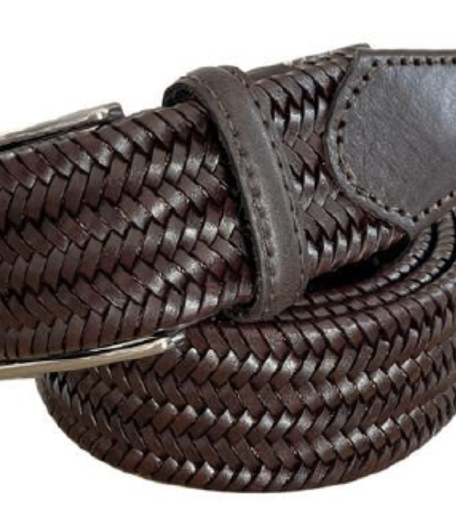 George Roth Braided Stretch Leather Belt Espresso
