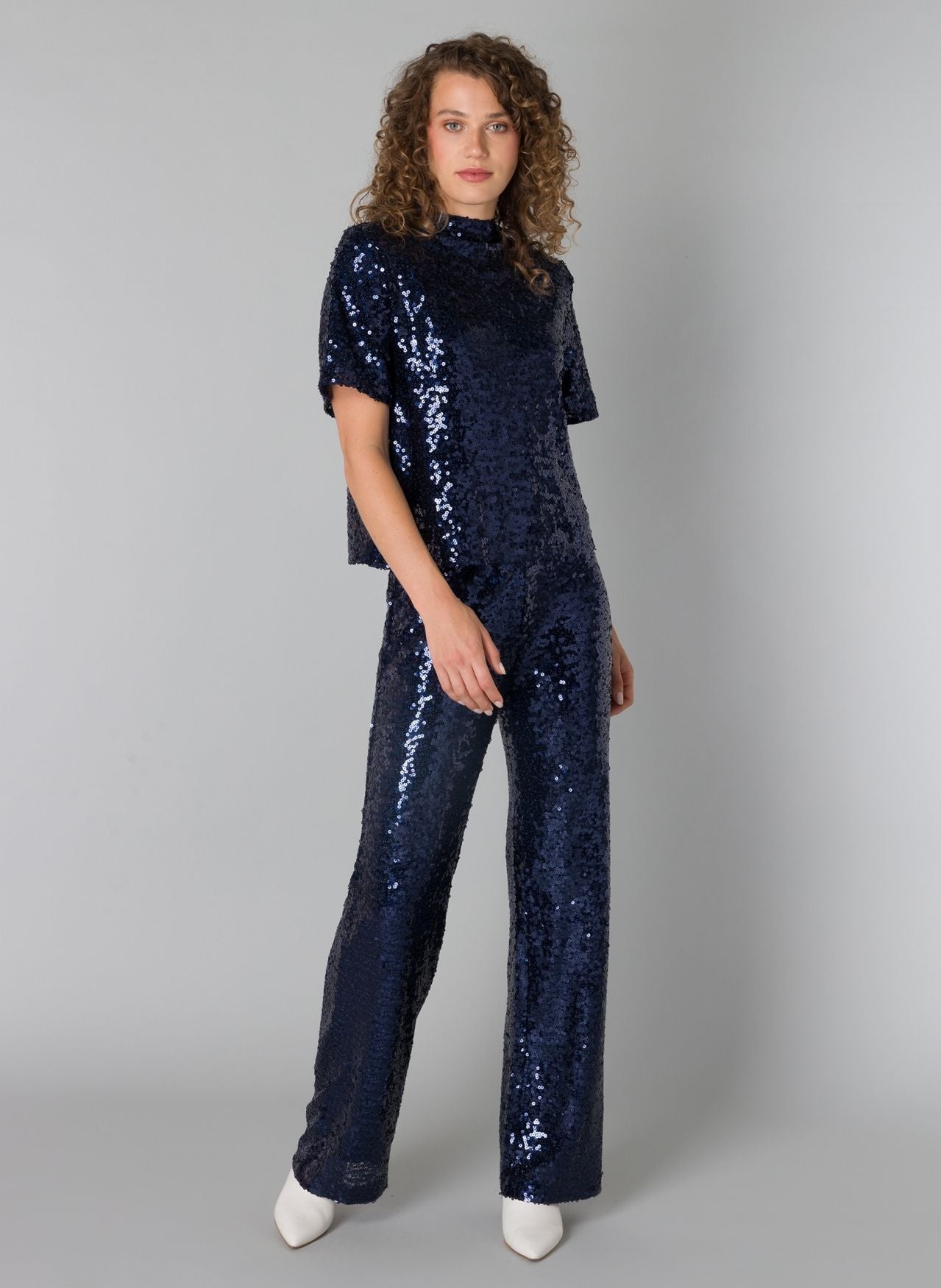 navy sequin top