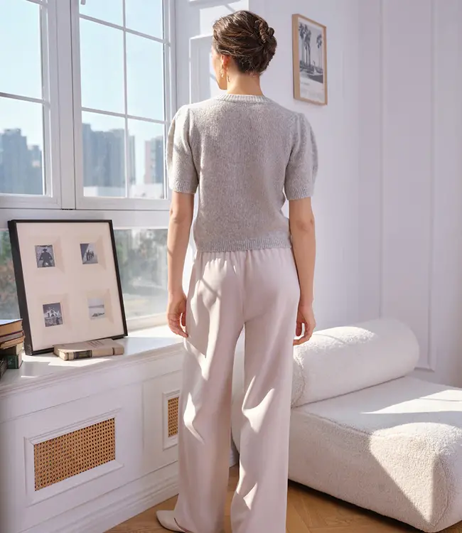 W.Cashmere Aria Mist Puff Short Sleeve Sweater