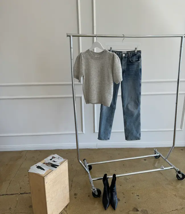 W.Cashmere Aria Mist Puff Short Sleeve Sweater