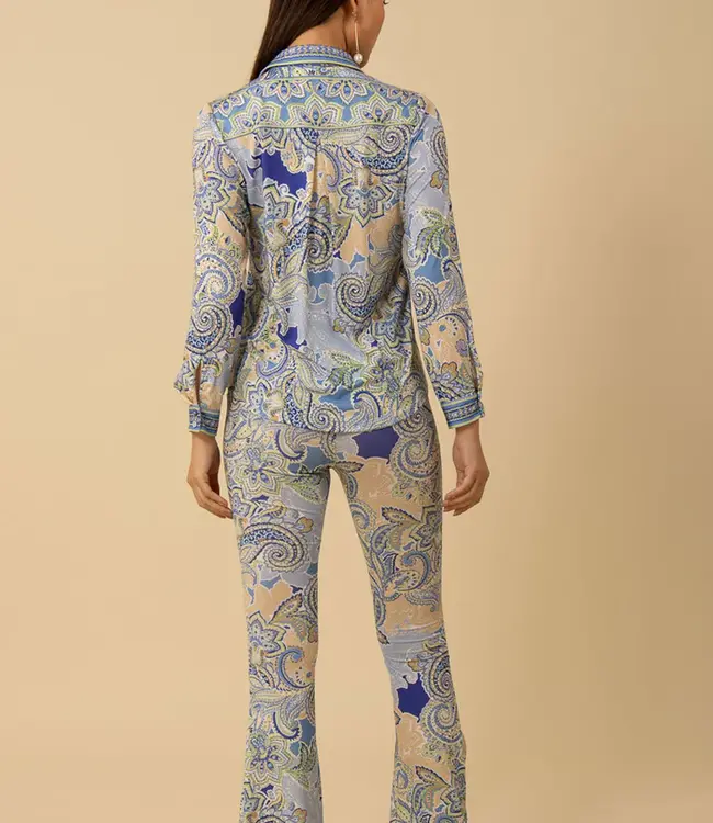 Hale Bob Blue Collar Print Blouse