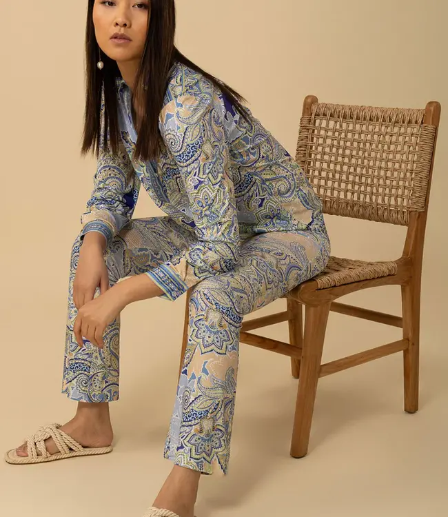 Hale Bob Blue Collar Print Blouse