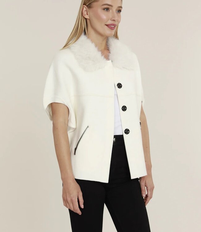 Dolce Cabo Faux Fur Cardigan White