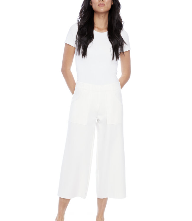 Tyler Madison White Cropped Wide Leg Pant