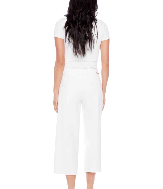 Tyler Madison White Cropped Wide Leg Pant