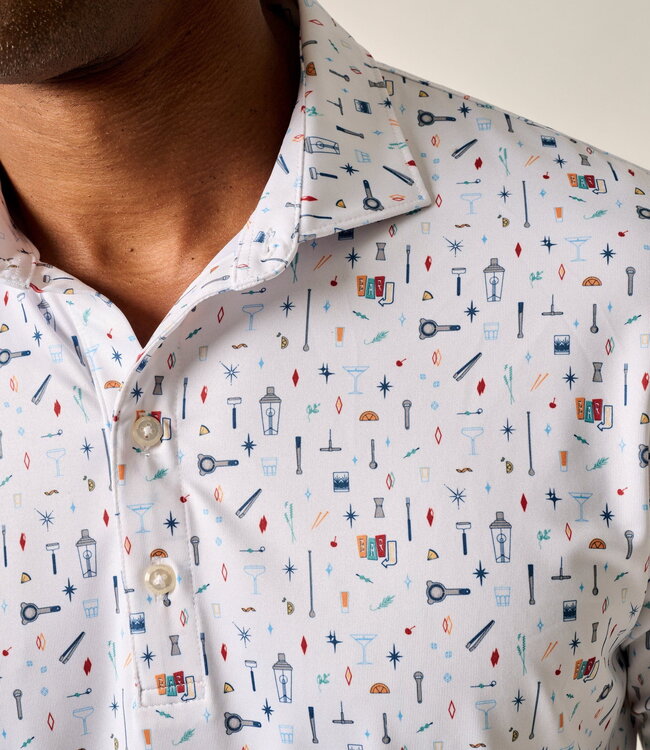 Johnnie-O White Bar Cart Polo