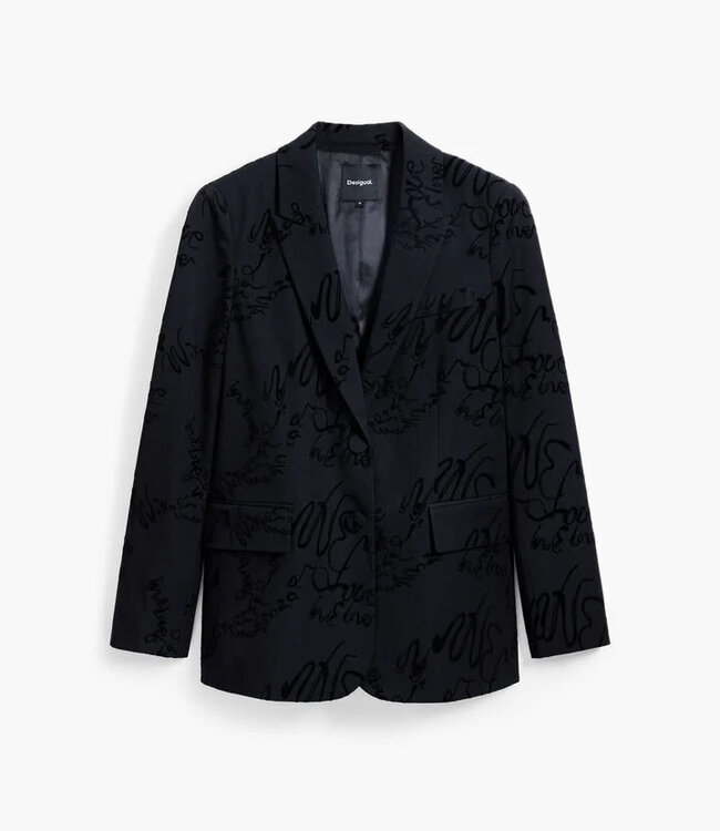 Desigual Black on Black Love Lettering Blazer