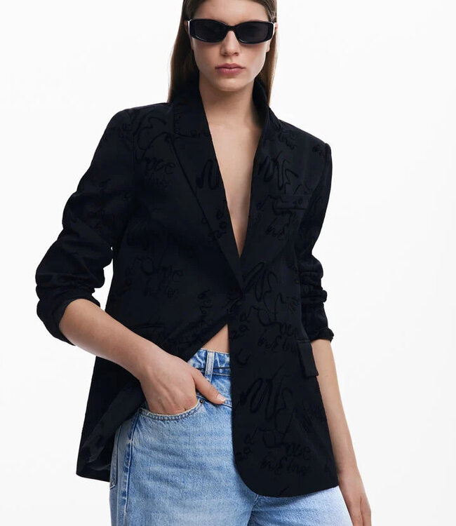 Desigual Black on Black Love Lettering Blazer