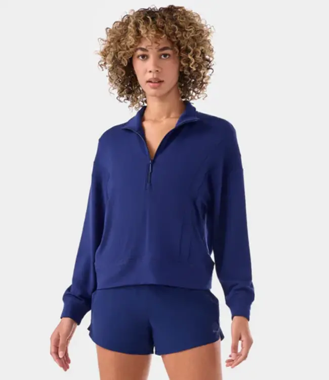 TAVI Cozy 3/4 Zip Cozy Fleece Pullover Navy