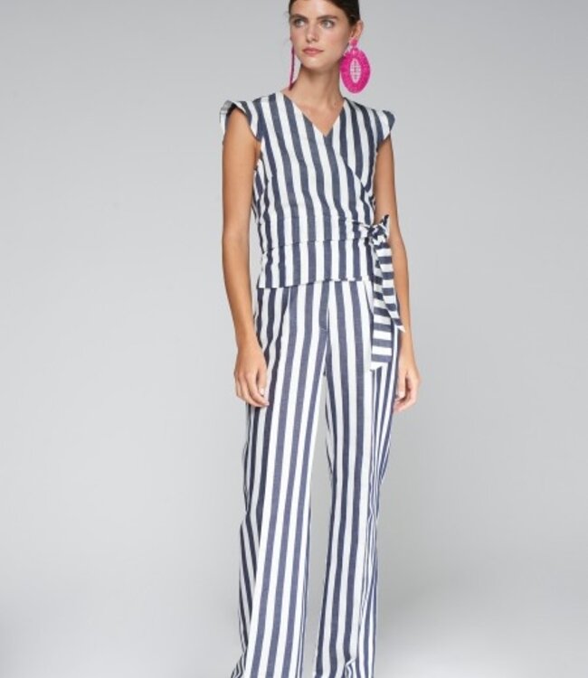 Vilagallo Striped Wrap Top