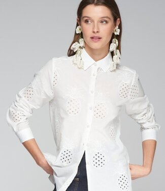 Vilagallo White Pineapple Embroidered Blouse