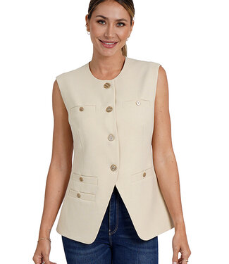 Love Token Beige Long Vest