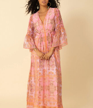 Hale Bob Coral V-Neck Maxi Dress