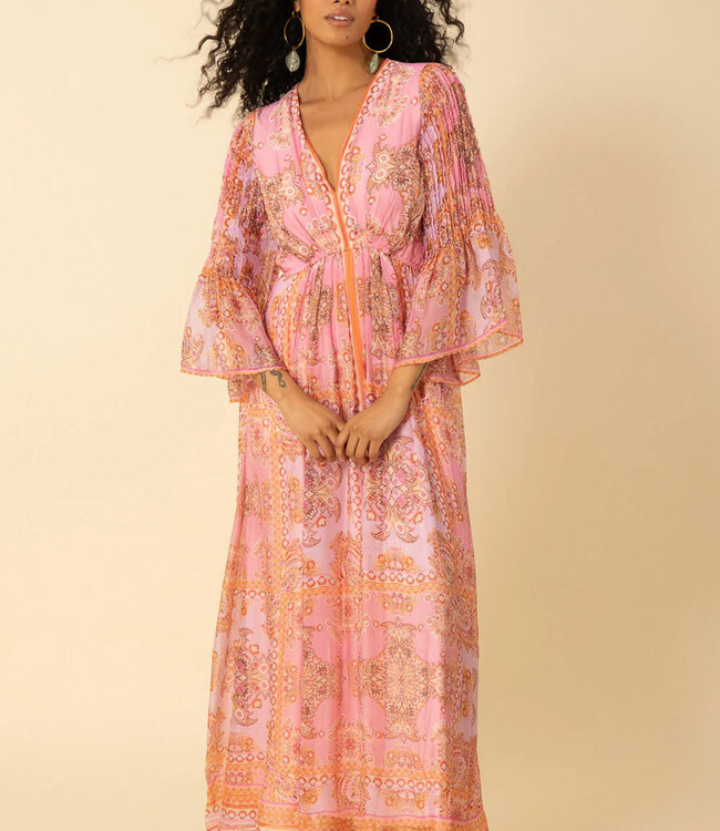 Hale Bob Coral V-Neck Maxi Dress
