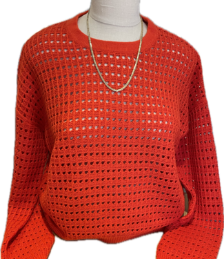 W.Cashmere Abless Red Pointelle Sweater