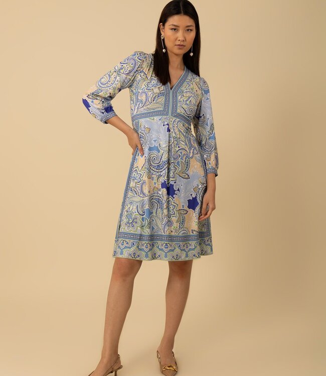 Hale Bob Blue Print Knee Length Dress