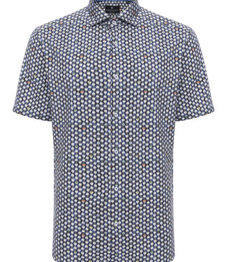 Luchiano Visconti Indigo Skulls Short Sleeve Knit Button Down