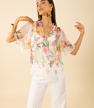 Hale Bob Ivory Silk Butterfly Sleeve Blouse