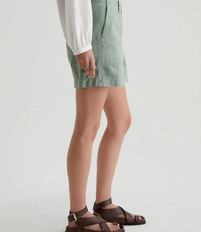 Adriano Goldschmied Rosa Mid Rise Utility Matcha Latte Shorts