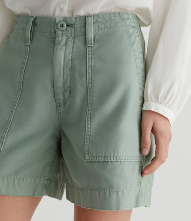 Adriano Goldschmied Rosa Mid Rise Utility Matcha Latte Shorts