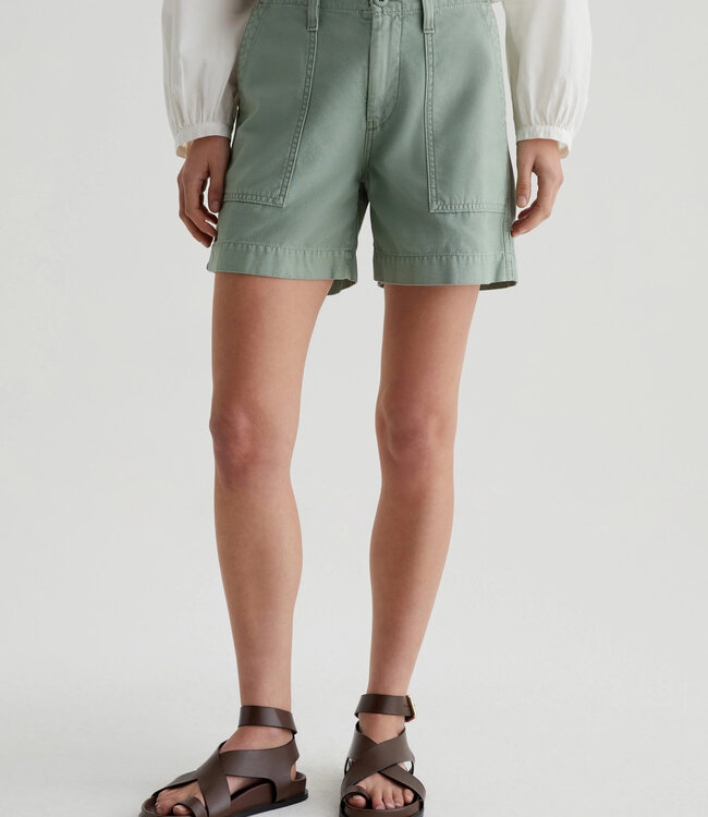 Adriano Goldschmied Rosa Mid Rise Utility Matcha Latte Shorts