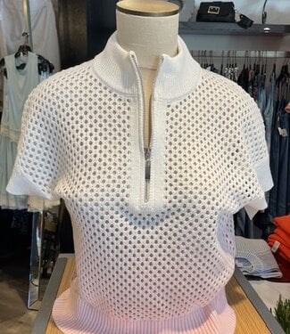 J Society White/Pink Shell Zip Top