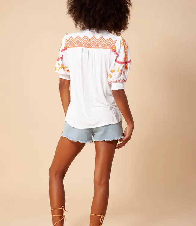 Hale Bob Aleja S/S Gauze Top Coral