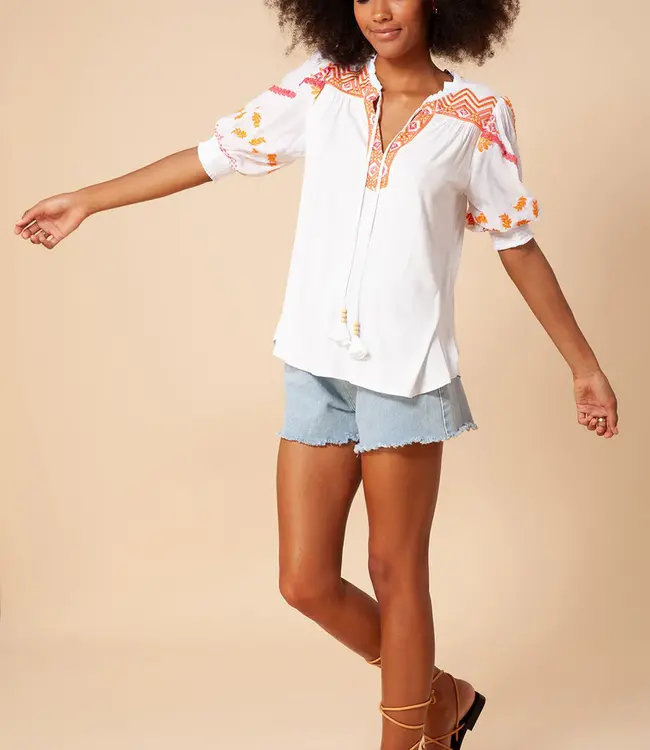 Hale Bob Aleja S/S Gauze Top Coral