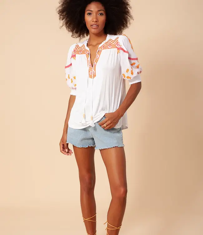 Hale Bob Aleja S/S Gauze Top Coral