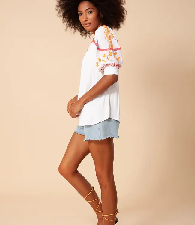 Hale Bob Aleja S/S Gauze Top Coral