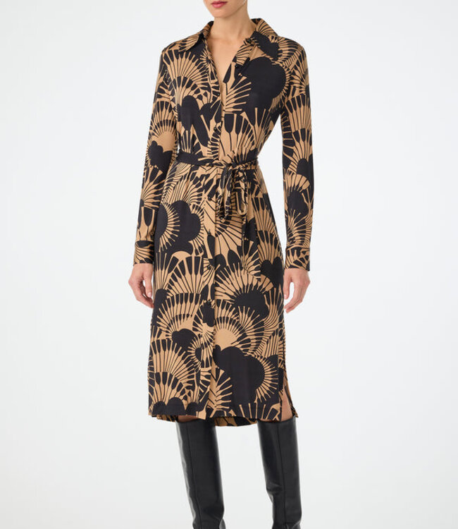 Trina Turk Radio City Black/Camel Shirt Dress